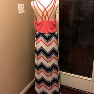 Three Pink Hearts Strappy Back Maxi Dress